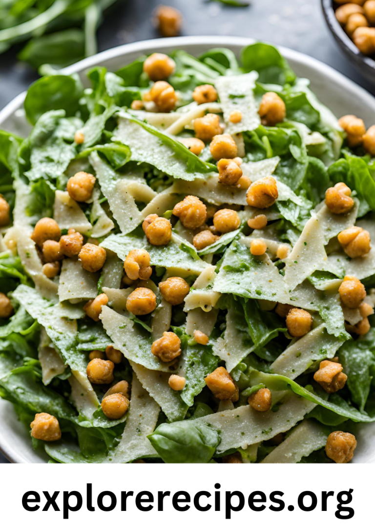Arugula Pasta Caesar Salad with Crispy Chickpeas