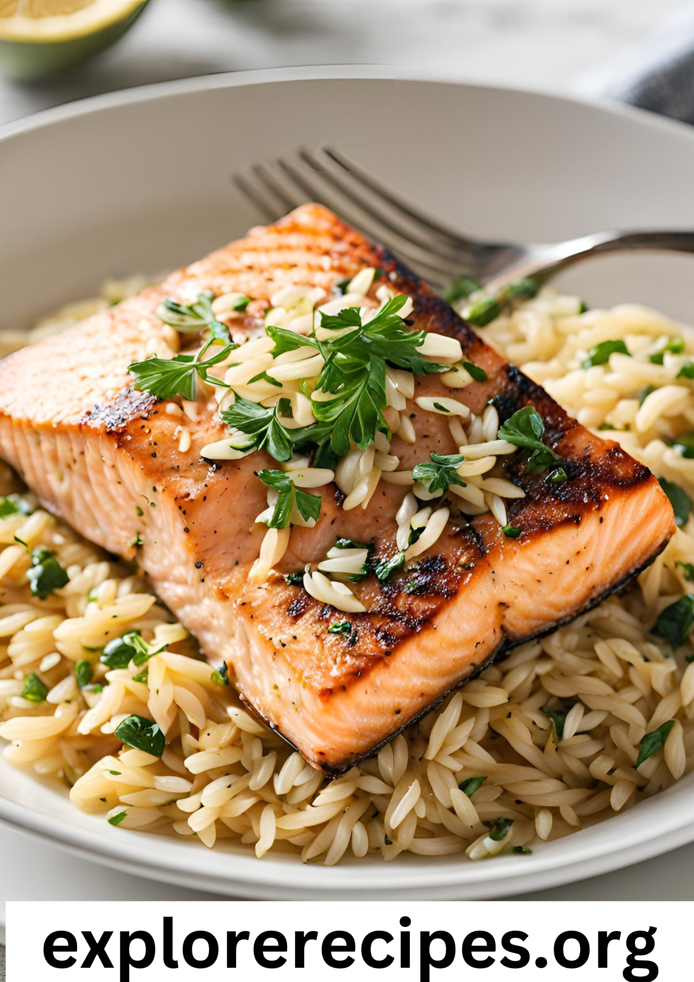 30-Minute Seared Salmon with Lemon Orzo