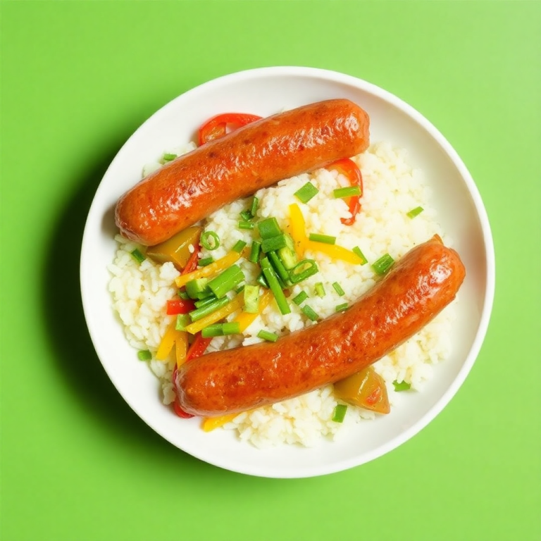 One-Skillet Onion and Pepper Kielbasa with Rice