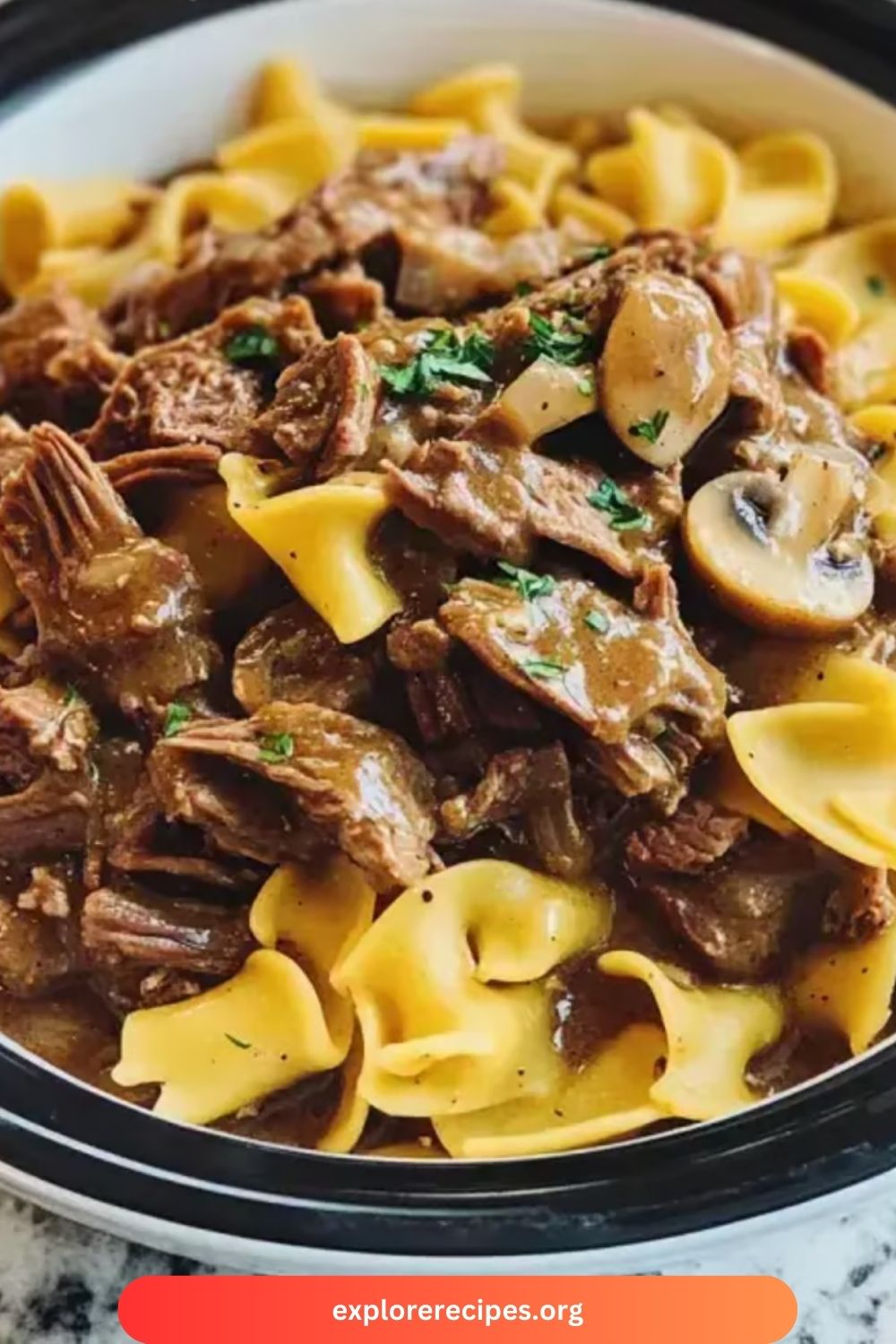 Easy Crockpot Beef Tips & Noodles Recipe