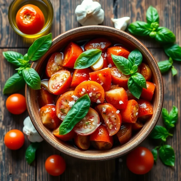 "Tomato Garlic Salad – A Fresh Mediterranean Delight"