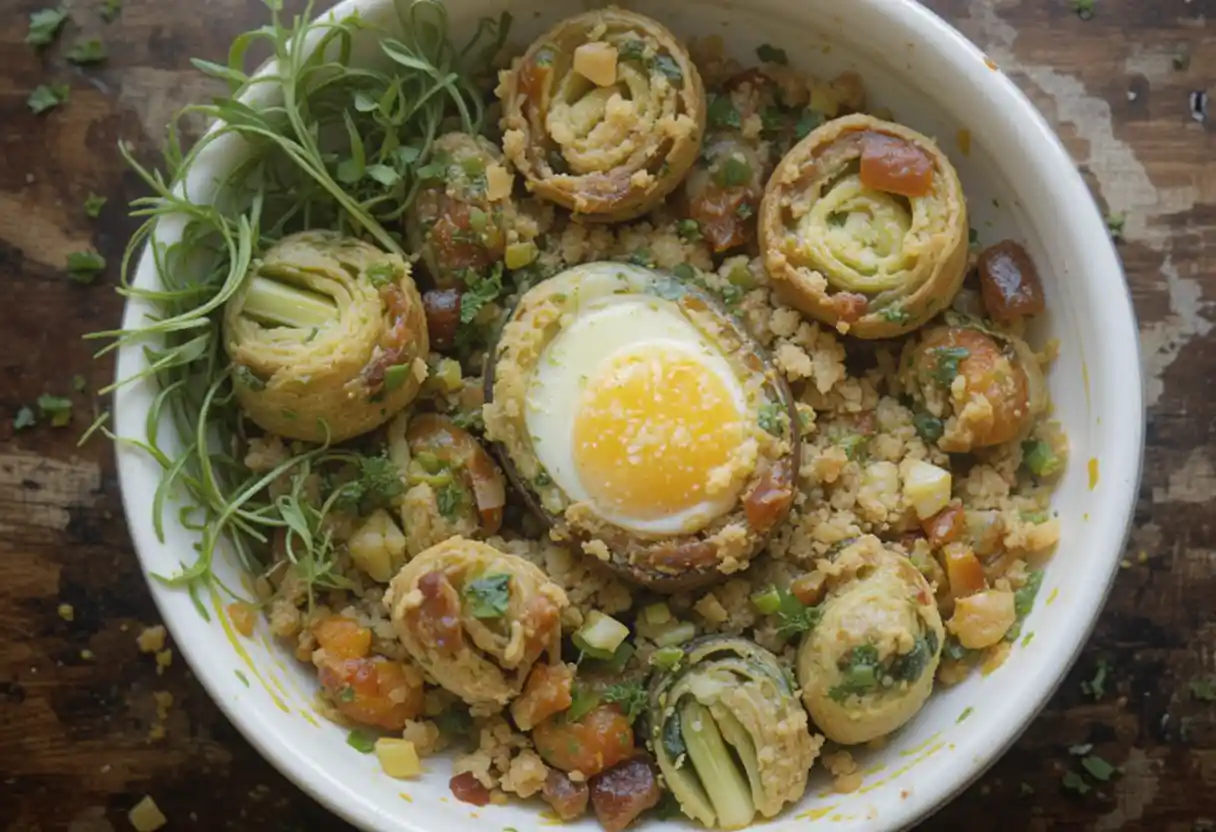 A printable recipe card for Egg Roll in a Bowl, featuring ingredients like ground pork, cabbage, garlic, ginger, coconut aminos, and sesame oil, with step-by-step instructions for a paleo and keto-friendly meal.